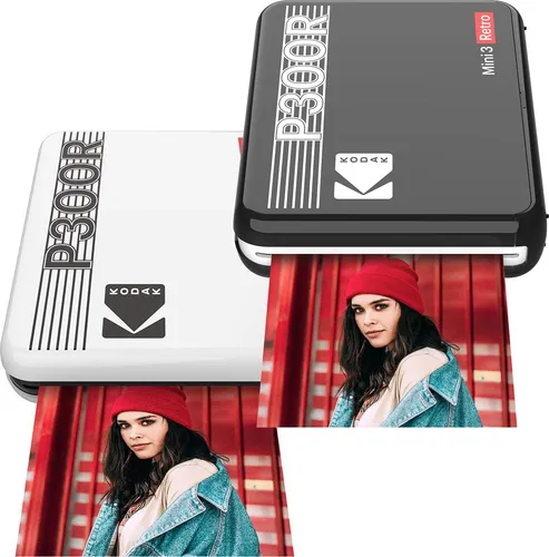 KODAK Mini 3 Retro Mobiler Fotodrucker - Weiß - Tragbarer Fotodrucker mit 4Pass-Technologie für brillante, langlebige Fotos. Kompakt und ideal für unterwegs – drucken Sie Ihre Erinnerungen jederzeit und überall!