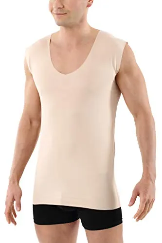 ALBERT KREUZ Herren Unterhemd unsichtbar Lasercut nahtlos Clean Cut Deep-V - Hautfarbenes Lasercut Unterhemd ohne Arm mit tiefem V-Ausschnitt aus hochwertiger Stretch-Baumwolle. Ideal für Business-Outfits, da es unter Oberhemden unsichtbar bleibt und höchsten Tragekomfort bietet.