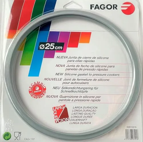 Fagor Ersatz-Gummi-Schnellkochtopf M18804555, kompatibel mit Fagor-Schnellkochtopf mit Einem Innendurchmesser von 25 Zentimetern | Silikon, Ø25 cm, Grau