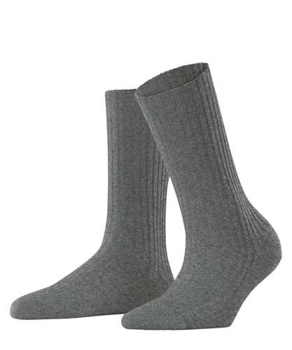FALKE Damen Socken Cosy Wool Boot W So Wolle Kaschmir einfarbig 1 Paar, Grau Light Grey Melange 3390, 35-38