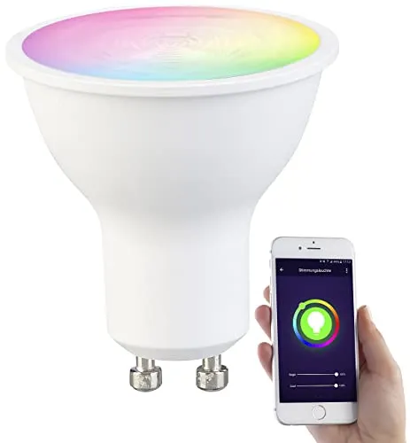 Luminea Home Control Einbaustrahler: WLAN-LED-Spot, GU10, RGB-CCT, 4,5 W (ersetzt 35 W), 326 lm, 45°, App (Alexa Licht, LED-Glühbirne GU10, Wohnzimmerleuchten)