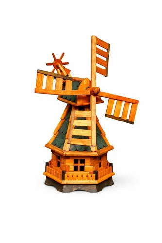 Holzdekoladen Deko-Windrad Garten-Windmühle 70 cm