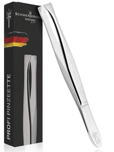 Schwertkrone Pinzette Profi Solingen 8 cm gerade Augenbrauen zupfen Splitterpinzettte Germany (Gerade)