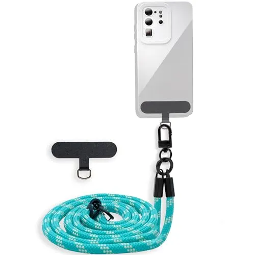 Cadorabo Universale Handykette in GRÜN - GELB - Passend für die meisten gängigen Smartphones und Hüllen - Verstellbares Handyband Kordel zum Umhängen Schlüsselband Universales Pad zum einlegen