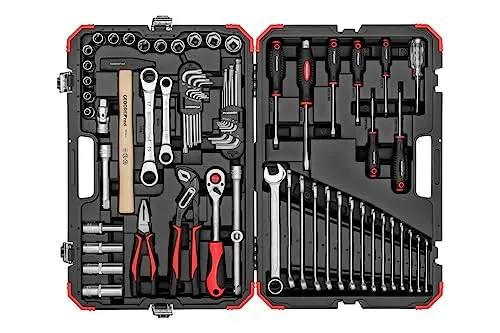 GEDORE red Steckschlüsselsatz 69-teilig - Werkzeug-Set mit hochwertigem Chrom-Vanadium-Stahl, inklusive umfassendem Zubehör und praktischem Kunststoffkoffer im GEDORE red Design für optimale Ordnung und Mobilität.