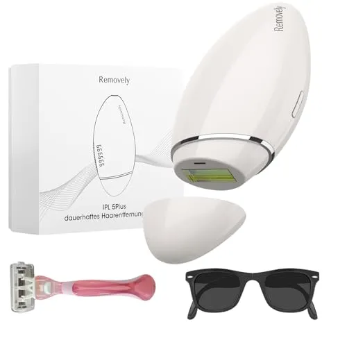 Removely IPL 5plus Laser Haarentfernung Gerät - IPL Systeme für dauerhafte Haarentfernung - Genießen Sie eine schmerzfreie, schnelle Behandlung für seidig glatte Haut mit intelligentem Hautsensor.