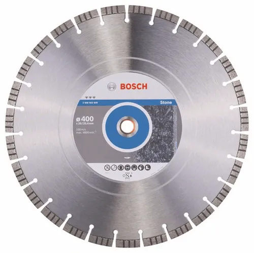 Bosch Accessories 2608602649 Diamanttrennscheibe 400 mm - Trennscheibe für Stein mit 15 mm hohen Diamantschneidesegmenten, ideal für schnelle und präzise Schnitte in Stein aller Art.