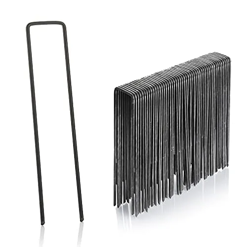 GardenMate 50 x 150 mm U-förmige Mehrzweck-Garten-Heringe aus Stahl – ideal für die Sicherung von Unkrautgewebe, Landschaftsgewebe, Netzen, Bodenplanen und Vlies – aus 2,9 mm Stahldraht
