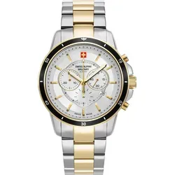 Swiss Alpine Military Herren Analog Uhr mit Edelstahlarmband - Armbanduhren für Herren mit hochwertigem Bicolor Edelstahlarmband, 10 bar Wasserdichtigkeit und stilvollem Design – ideal für jeden Anlass.
