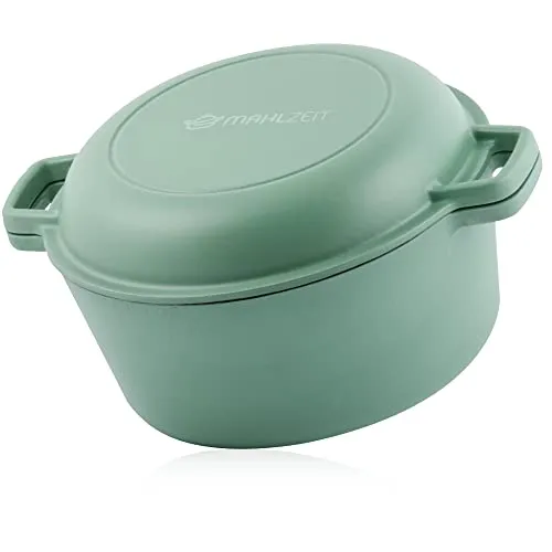 Mahlzeit emaillierter Gusseisen Topf 6,9 l | Mint - Auflaufformen - Vielseitiger gusseiserner Topf für Induktion und Backofen, ideal zum Kochen, Braten und Schmoren mit gleichmäßiger Hitzeverteilung.