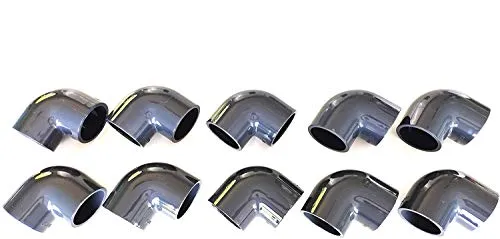 Stück Bogen 90 ° 50 mm PVC Druck PN16 / Pool und Bewässerung 5 cm 50 mm 10