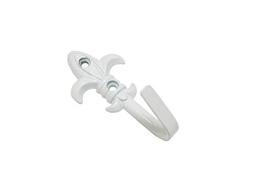 Gardinia Zierhaken für Vorhänge und Gardinen, Raffhaken zum Schrauben, Lilie, 2 Stück, Länge: 5,5 cm, Metall, Weiß
