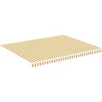 vidaXL Markisenbespannung Gelb und Weiß 4,5x3,5 m - Markisenersatz für kühlen Schatten, UV-beständig und langlebig aus hochwertigem Polyester. Ideal für Garten, Terrasse oder Innenhof.