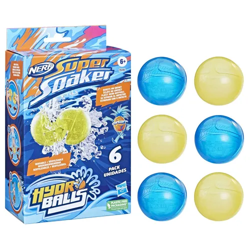 Nerf Super Soaker Hydro Balls 6-Pack, Reusable Water-Filled Balls (US IMPORT)