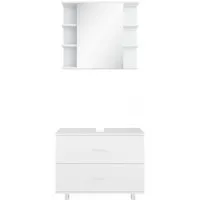 Vicco Badmöbel-Set Ilias, Weiß, 2-teilig, 80 cm Unterschrank - Badmöbel-Set Ilias in modernem Weiß, ideal für kleine Badezimmer. Der 80 cm breite Unterschrank bietet viel Stauraum und überzeugt durch seine stabile Spanplattenkonstruktion.