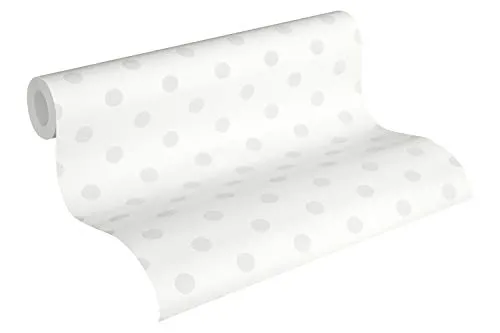 Thomas Vliestapete Dots Tapete gepunktet 10,05 m x 0,53 m weiß grau Made in Germany TLT013