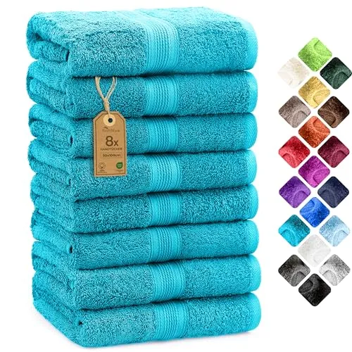 Frottier Handtücher 8er Pack 50x100cm in türkis von NatureMark