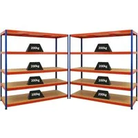 PROREGAL Mega Deal | 2X Schwerlastregal Giant Elephant - Robuste Lagerlösung - Lagerregale aus hochwertigem Stahl mit 200 kg Traglast pro Fachboden, ideal für Keller, Garage oder Lager. Schneller Aufbau in 20-30 Minuten dank Steckmontage.