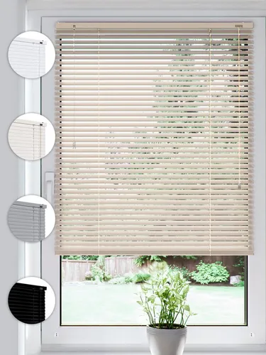 Sonello Jalousie Klemmfix ohne u. mit Bohren 30cm x 100cm Creme Aluminium Jalousette, Klemmfix, Inkl. Halterung für Decken- u. Wandmontage Alu Jalousie Fenster u. Tür, Blickdicht freihängend