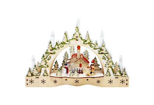 ToCi LED-Kerzenbogen - Schwibbogen mit 5 LED-Kerzen, handgemacht und perfekt für weihnachtliche Stimmung in jedem Raum