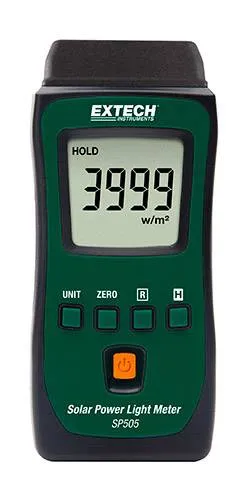 Extech SP505 Solarenergie-Messgerät - Sensor zur präzisen Messung von Sonnenstrahlung bis 3999 W/m², ideal für die Bewertung von Solarfilmen und die Optimierung von Solaranlagen.