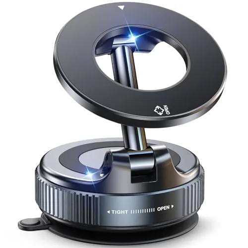 Jononser Magnetische Handyhalterung fürs Auto – Schwarz, mit Nano-Gel Saugnapf, 360° Verstellbar & Faltbar, kompatibel mit iPhone 12–17/MagSafe, für Armaturenbrett & Windschutzscheibe