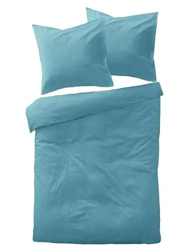 JACK Mako Satin Bettwäsche 135x200cm 2 TLG. – Luxus für Ihr Schlafzimmer in Petrol - Bettwäsche-Sets aus 100% Mako-Satin-Baumwolle, atmungsaktiv und hautfreundlich, mit seidigem Glanz für ein luxuriöses Schlafgefühl. Pflegeleicht und farbecht.