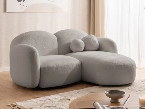 S-Style Möbel Ecksofa Nuvola – Bouclé-Stoff, abgerundetes Design, hoher Sitzkomfort - Entdecken Sie das Ecksofa Nuvola mit modernem Design und hohem Komfort. Der hochwertige Bouclé-Stoff und die Wellenfederung bieten ein angenehmes Sitzgefühl. Ideal für kleinere Räume und stilvolle Wohnkonzepte.