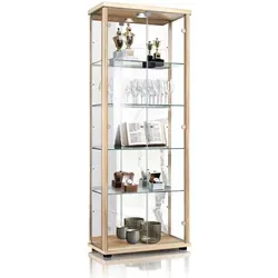K-Möbel Glasvitrine, Buche, Glas, 4 Fächer, Rechteckig, 67x176x33 cm, Wohnzimmer, Wohnwände, Vitrinenschränke