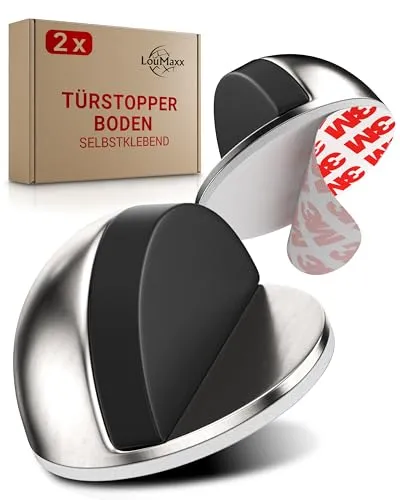 LouMaxx Türstopper Boden kleben 2er Set – Edelstahl-Optik von LouMaxx