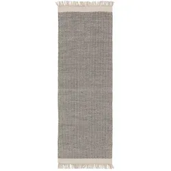 benuta Pure Wollteppich-Läufer, Grau, 70x200 cm - Teppiche & Böden: Pflegeleichter und handgefertigter Wollteppich mit schickem Grafikmuster, ideal für natürliche Gemütlichkeit und langanhaltende Eleganz in jedem Wohnraum.