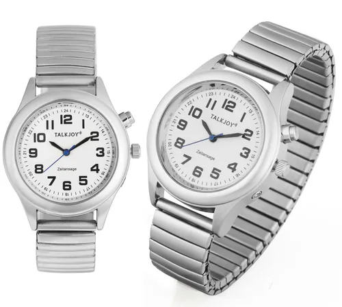 PROFI Sprechende Damen Armbanduhr SILBER für Senioren