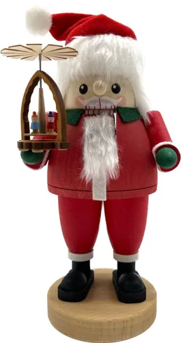 Erzgebirgische Volkskunst Nussknacker Santa mit Pyramide, 23cm