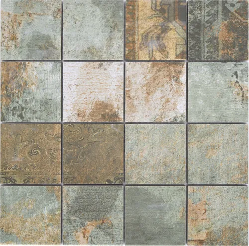 Keramikmosaik Feinsteinzeug beige braun grün matt 16-71CB_f - Boden- & Wandfliesen, frostsicher und ideal für Innen- und Außenbereiche, in eleganter Landhausoptik für ein stilvolles Ambiente.