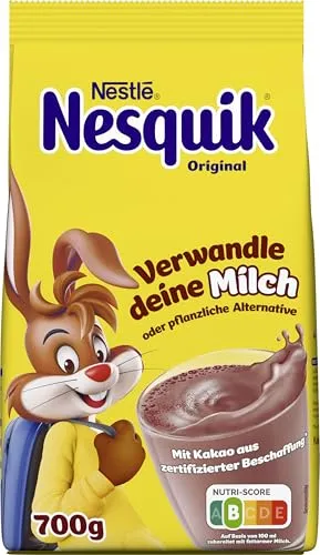 Nestlé Nesquik Original Kakaopulver - 700g für Milchshakes & heiße Getränke - Kakao & Heiße Schokolade: Cremiger Schokoladengeschmack mit fettarmem Kakao, ideal für ca. 51 Portionen köstlicher Kakaomilch – perfekt für den täglichen Genuss.