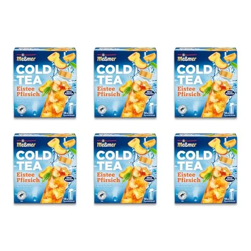 Meßmer Cold Tea Eistee Pfirsich | 6x14 Pyramidenbeutel Vorteilspaket | Für die Wasserflasche | ohne Zucker | ohne Kalorien | Alternative zu zuckerhaltigen Getränken wie Limonade oder Saft