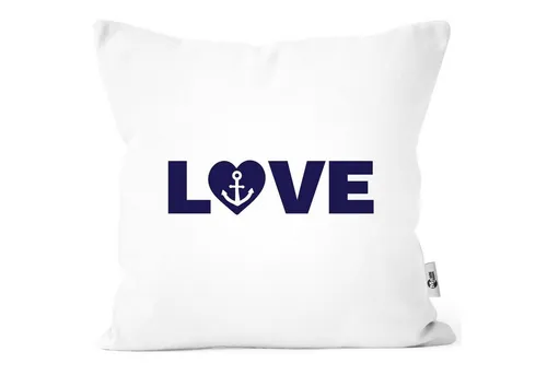 MoonWorks Dekokissen Kissenbezug Love mit Anker Motiv Liebe maritim Geschenk Moonworks®