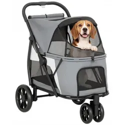 PawHut Faltbarer Hundewagen für kleine bis mittelgroße Hunde - Praktischer Hundebuggy bis 20 kg, ideal für Reisen. Mit waschbarem Kissen, Netzfenstern für optimale Belüftung und stabilen Rädern für sanfte Fahrten.