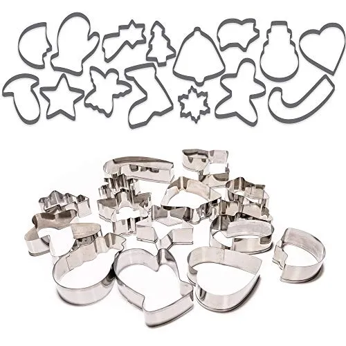 Ausstechformen Weihnachten 15 Stück I Plätzchenausstecher Weihnachtsmotive I Edelstahl X-mas Keksausstecher I Ausstechform Set rostfrei I Ausstecher für Kekse backen I Form zum Plätzchen ausstehen