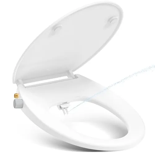 YEAUPE PRO Toilettendeckel mit Bidet, YEAUPE PRO WC Sitze mit Absenkautomatik, nicht elektrisch, mit selbstreinigenden Doppeldüsen,separate Rückseite und weibliche Reinigung (Oval),44,3*37,1*8,3CM