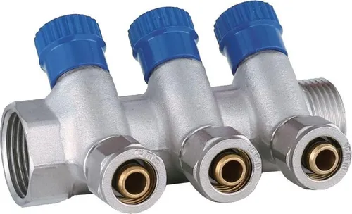 AQUA HEATING Kaltwasserverteiler Wasserverteiler Kaltwasser Trinkwasser Heizung Industrie Wasseranschluss-Verteiler 1 Zoll x 16 mm PEX 3 Kreise