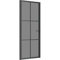 vidaXL Innentür 83x201,5 cm - Stilvolle Glastür aus Schwarz ESG-Glas und Aluminium - Türen für moderne Räume: Diese robuste Innentür aus gehärtetem Glas bietet Sichtschutz und fügt mit ihrem minimalistischen Design einen eleganten Akzent hinzu.