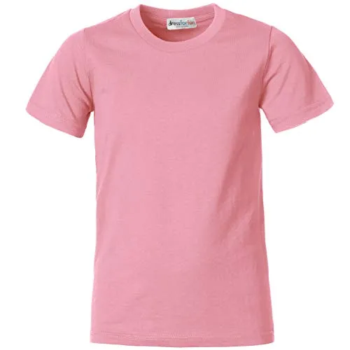 dressforfun 901032 Kinder T-Shirt, Basic Shirt mit Rundhalsausschnitt, Baumwolle - Diverse Farben und Größen - (Rosa | 128 | Nr. 304347)