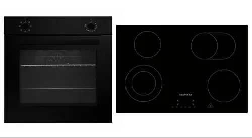 Backofen Herd Matt Schwarz Kochfeld Glaskeramik 77cm autark rahmenlos Respekta