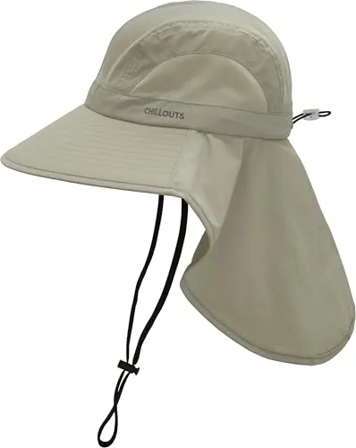 CHILLOUTS Wanaka Hat - Outdoor Sonnenhut mit UV-Schutz - Fischerhut aus 100 % Nylon, leicht und robust. Bietet UV-Schutz UPF 50+ und praktischen Nackenschutz – ideal für Outdoor-Aktivitäten wie Wandern und Angeln.