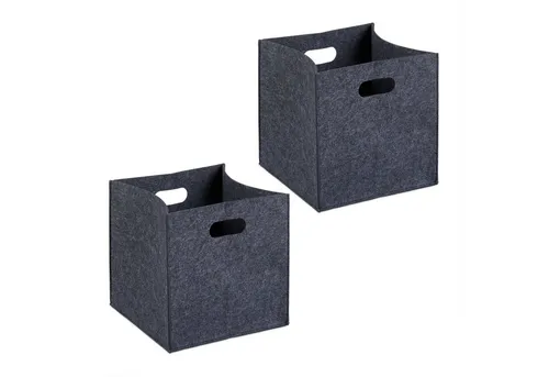 relaxdays Aufbewahrungskorb Aufbewahrungsbox Filz 2er Set, Anthrazit