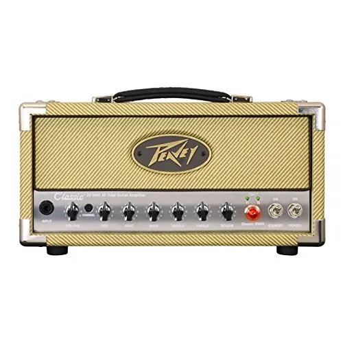Peavey Classic 20 Mini Head Gitarrenverstärker - E-Gitarrenverstärker mit Röhrenbauweise, 20 Watt Leistung umschaltbar auf 1 Watt, ideal für Zuhause und Recording, inklusive USB-Ausgang und Fußschalter.