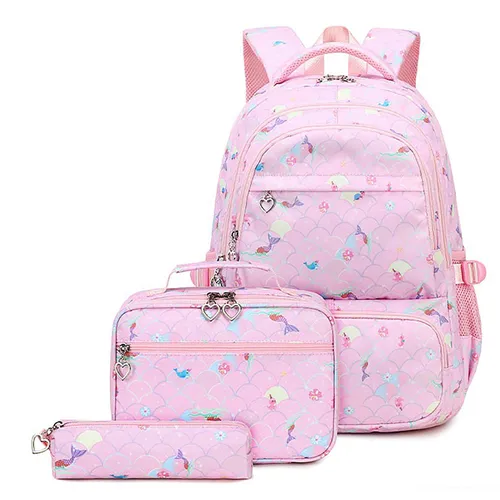 JASLIFE 3-teiliges Schulrucksack Set für Mädchen - Leichter, wasserabweisender Schulrucksack mit viel Stauraum, ergonomischem Design und praktischen Fächern – ideal für Schule und Freizeit.