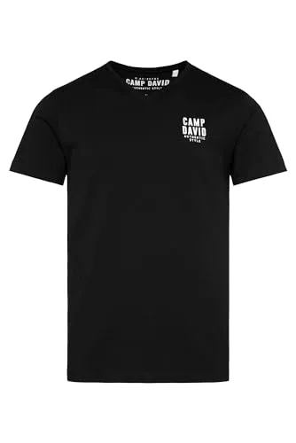 CAMP DAVID V-Shirt mit Logo-Print, Gr. XXL, black - Stylisches T-Shirt für Männer mit V-Ausschnitt und Logo-Print. Der dehnbare Single Jersey sorgt für hohen Tragekomfort und Bewegungsfreiheit.