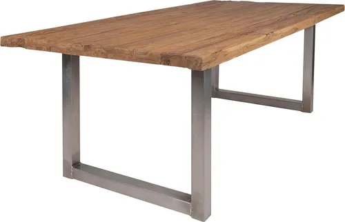 SIT Tops & Tables Esstisch Massivholz Teak 180x100 cm - Esstisch aus massivem Teakholz mit rohem Eisen, ideal für einen rustikalen und natürlichen Look in Ihrem Essbereich.